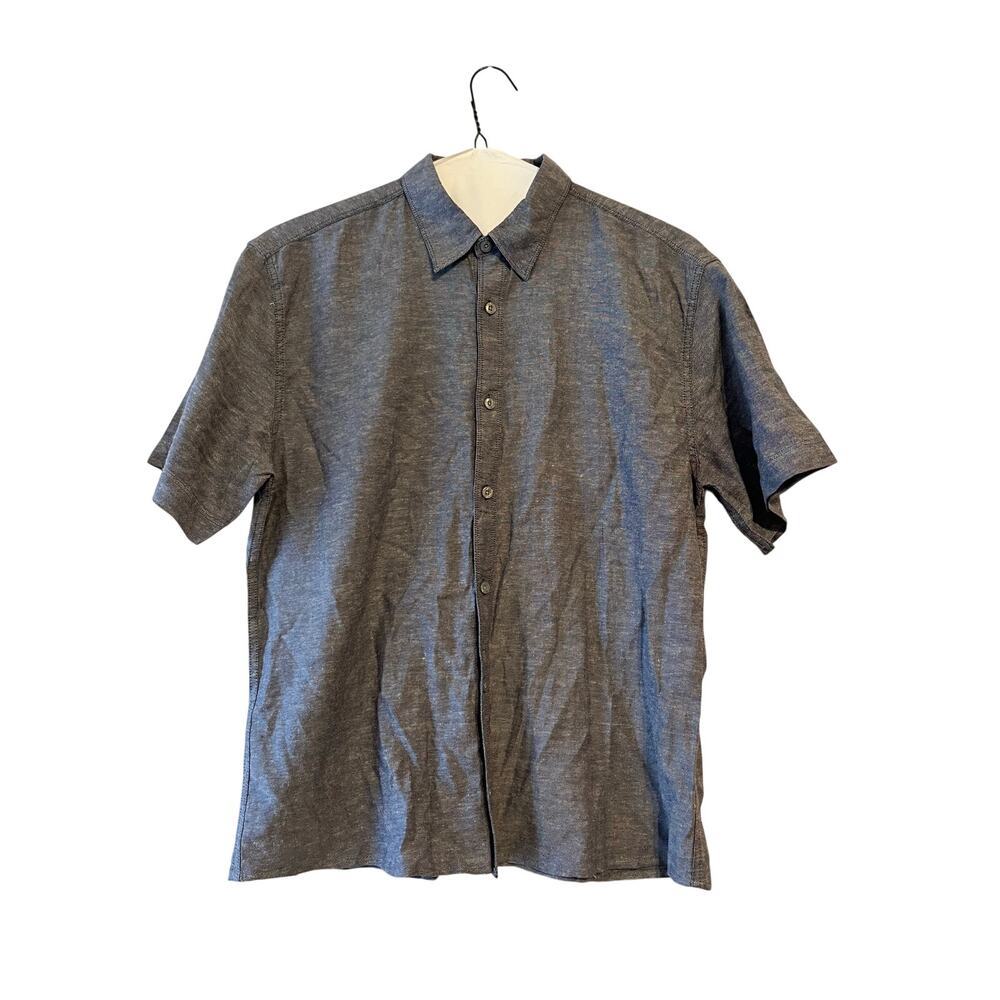 Coastaoro Resortwear Brand Grey Linen Blend Men’s Casual Button Down Size M